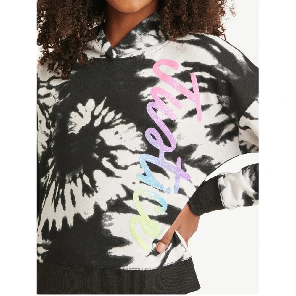 Justice‎ Girls Everyday Faves Fleece Hoodie Sweatshirt Black White Large (12/14)